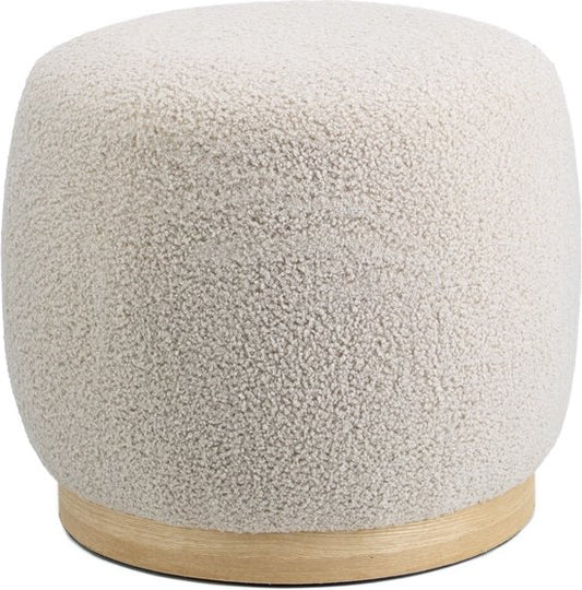 Teddy Poef met Houten Rand – Warm Design en Praktisch Comfort