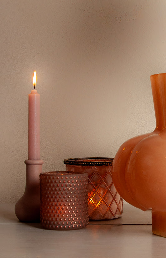 Set van 3 Prachtig Volle Unieke Roze Waxinelichthouders – Romantische sfeer voor Elk Interieur