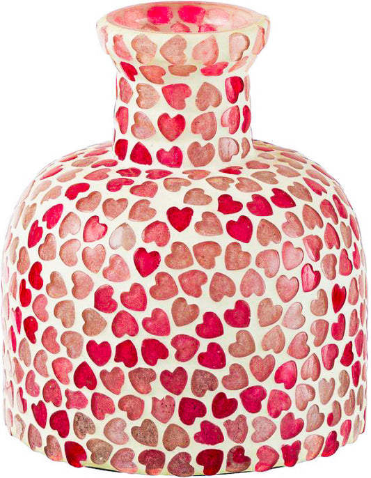 Vaas Hart Mozaïek – Glas – Roze – Small (Ø 11 cm)