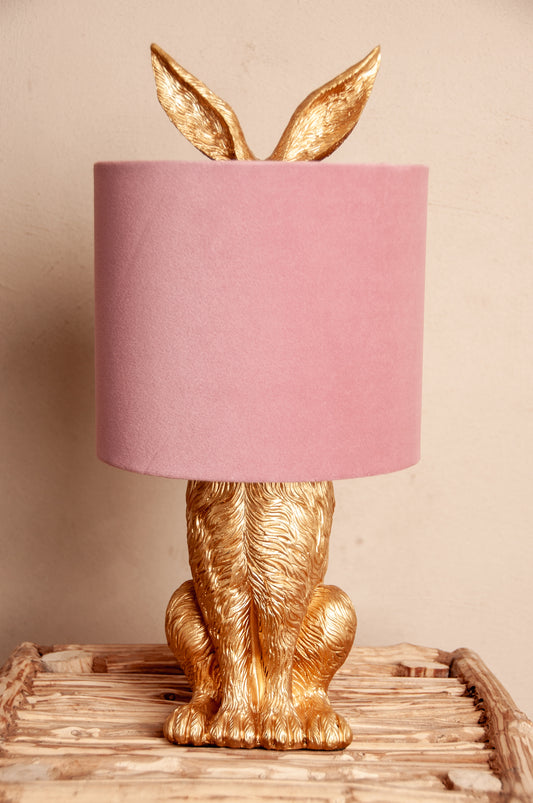 Roze, Goudkleurige Konijnenlamp – Speelse Luxe en Betoverende Sfeer