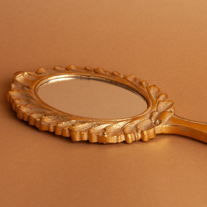 Handspiegel 10x25 cm – Goudkleurig – Kunststof en Glas – Elegant en Praktisch