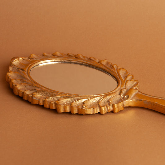 Handspiegel 10x25 cm – Goudkleurig – Kunststof en Glas – Elegant en Praktisch