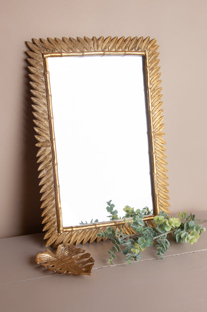 Goudkleurige Bamboe Spiegel – Schattig, Stijlvol & Natuurlijk