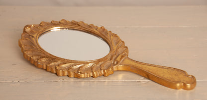 Handspiegel 10x25 cm – Goudkleurig – Kunststof en Glas – Elegant en Praktisch