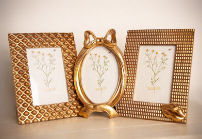 Fotolijst met Strik 10x15 cm – Goudkleurig – Kunststof en Glas – Ovaal Fotokader